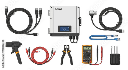 Solar energy system components and tools for installation