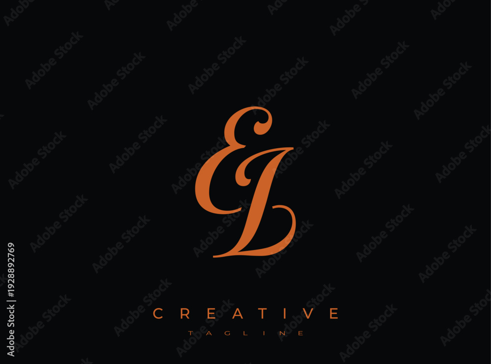 Obraz premium Elegant EL Monogram Logo for Creative Branding, Feminine Calligraphy, Luxury Script and Wedding Stationery Design