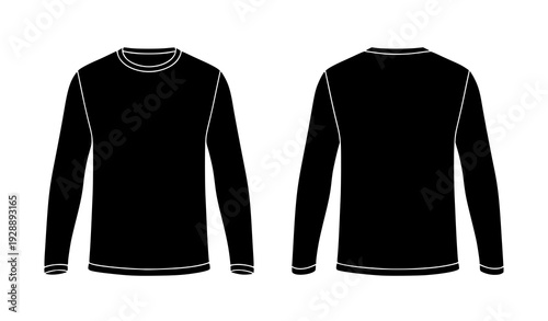 Unisex long sleeve T-shirt flat silhouette mockup vector