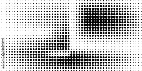 Halftone gradient. Dotted gradient, smooth dots spraying and halftones dot background seamless horizontal geometric pattern vector template modern