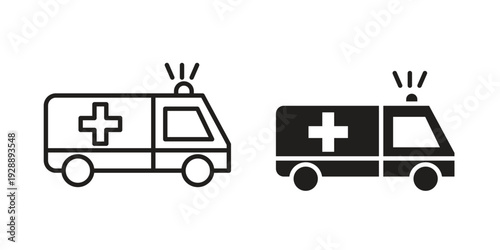 Ambulance icon. set of web icons on white background