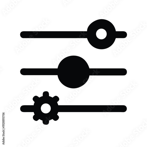  Minimal pictogram icon of settings sliders control vector illustration, flat design graphic