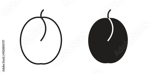 Apricot icon. set of web icons on white background
