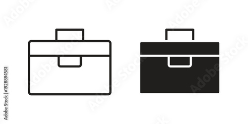 Briefcase icon. set of web icons on white background