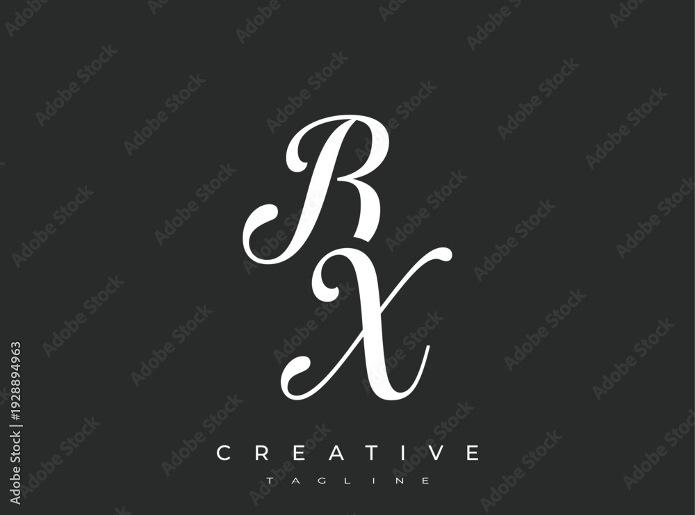 Obraz premium Elegant BX Monogram Logo for Creative Branding, Feminine Calligraphy, Luxury Script and Wedding Stationery Design