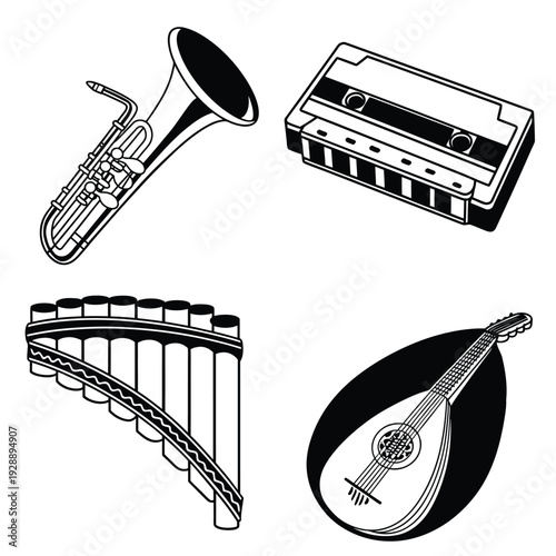 Harmonica, Violin, Steel Tongue Drum, and Viola Set