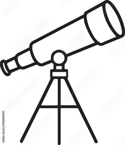Telescope on Tripod Line Art Illustration