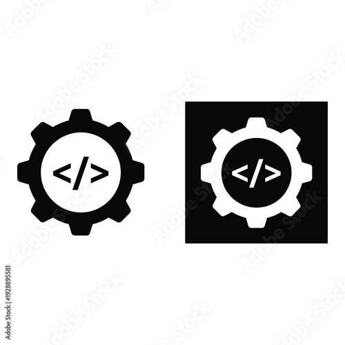 Coding symbols on gear icons for software development  web design icon
