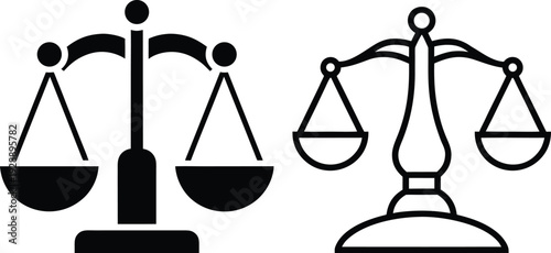 Justice Scale Line Icon Vector