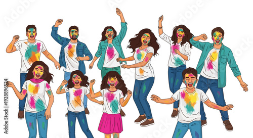 Joyful Holi Dancers Celebrate Together