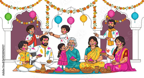 Joyful Multi Generational Holi Festival