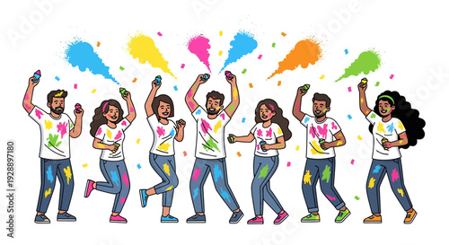 Vibrant Holi Celebration Dancing Group