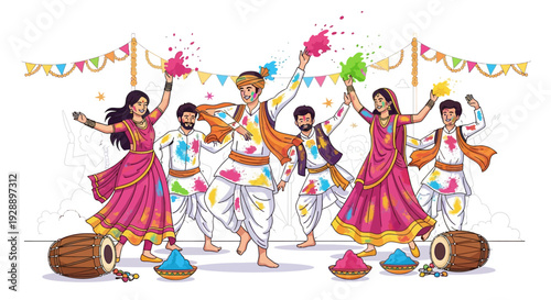 Vibrant Holi Dancers Traditional Music