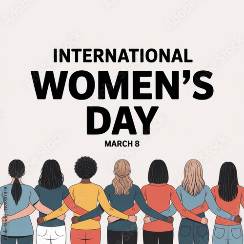 March 8 International Women’s Day Poster with Women Unity and Sisterhood