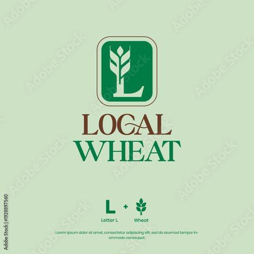 This clean and eco inspired logo features a stylized wheat emblem enclosed within a geometric frame, symbolizing local agriculture, sustainability, and community values.