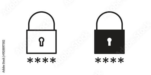 Code lock icon. set of web icons on white background