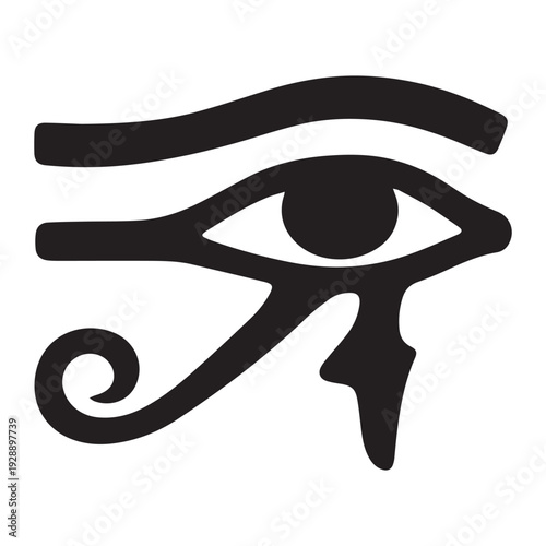Ancient Egyptian eye of horus symbol icon Silhouette vector black design on a white background