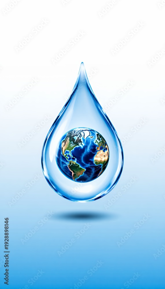 Obraz premium Elegant Water Drop Emphasizing Global Connectivity and Nature