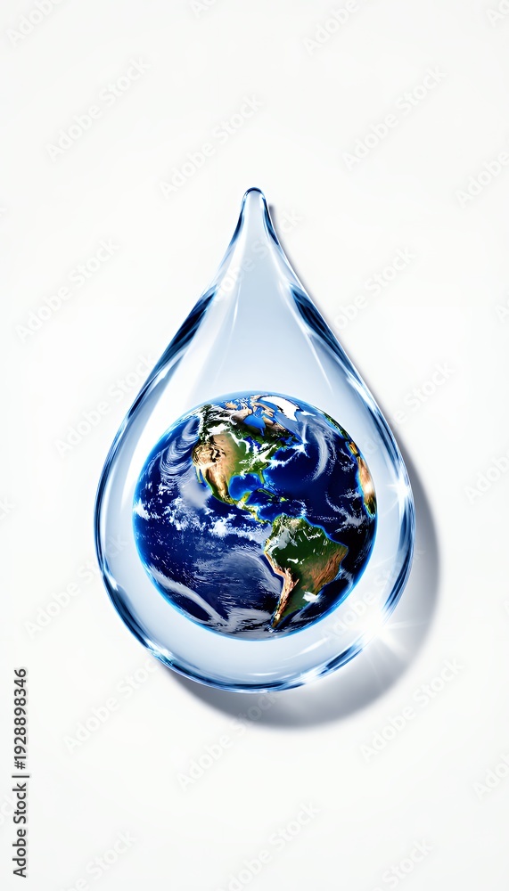Obraz premium Crystal Drop with Earth Inside for Minimalist Global Concept