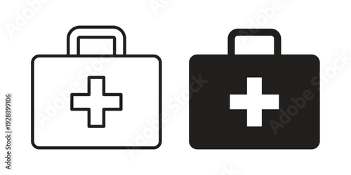First aid box icon. set of web icons on white background