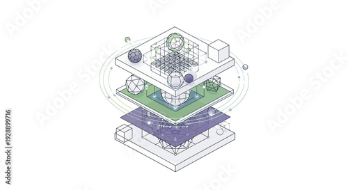 Isometric Data Center Cloud Computing Server Infrastructure Illustration