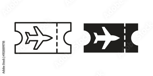 Flight tickets icon. set of web icons on white background