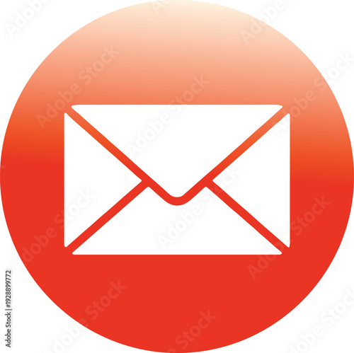 Email icon inside a circle with red orange gradient symbolizing electronic mail communication correspondence and message delivery service