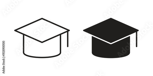 Graduation cap icon. set of web icons on white background
