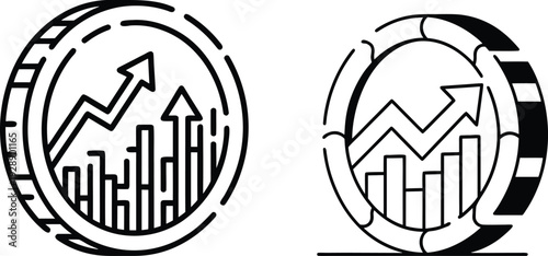 Financial Growth Coin Line Icon Vector