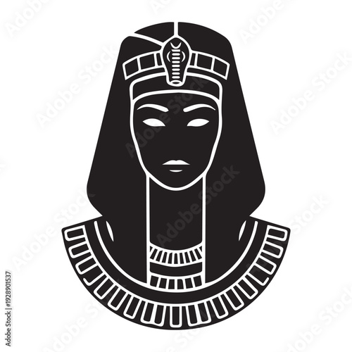 Ancient Egyptian queen Cleopatra icon Silhouette vector black design on a white background