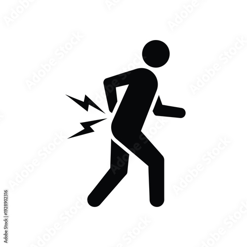 Vector illustration icon person experiencing lower back pain while walking