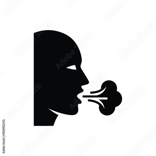 Vector illustration icon silhouette of a person shouting or screaming with a loud voice on a isolated