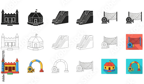 A colorful collection of children's playground icons and illustrations