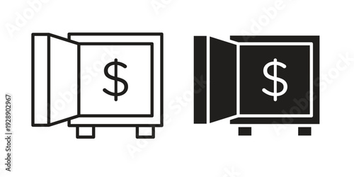 Open safe icon. set of web icons on white background