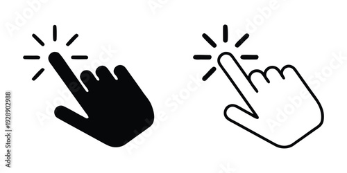 Hand click cursor icon. Computer mouse click cursor arrow icon