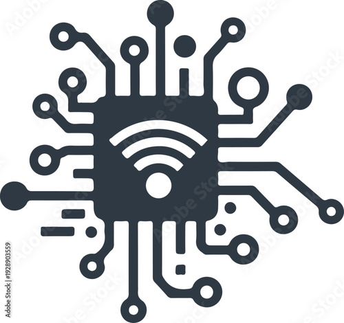 Wi fi enabled microchip icon for smart technology and iot devices