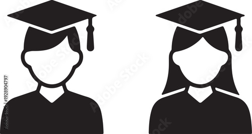 graduation cap and gown avatar icon set vector illustration