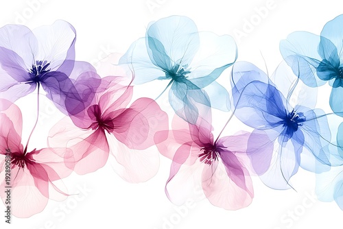 Ethereal Floral Background with Colorful Transparent Flowers for Modern Design Projects