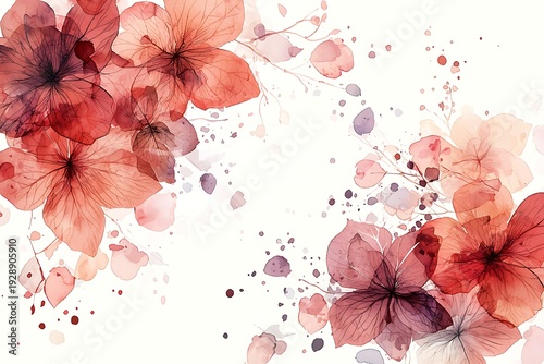 Delicate Watercolor Floral Artwork with Soft Hues, Petals, and Abstract Accents