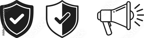 Security and announcement icons with checkmarks