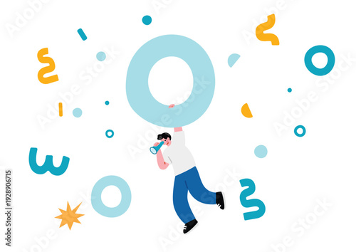 幾何学模様と男性のイラスト