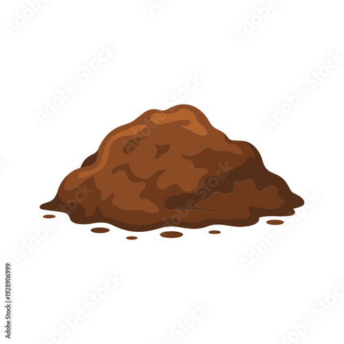 Garden soil and compost heap illustration, spring planting event branding, soil amendment workshop session, mulching techniques, raised bed preparation guide