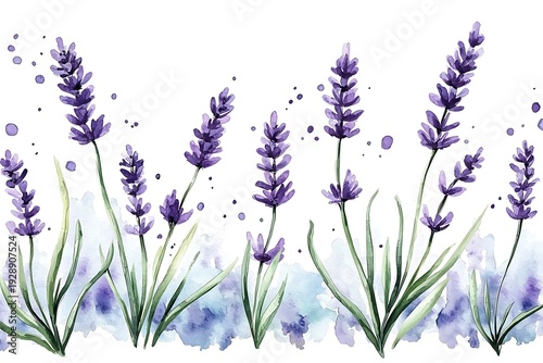 Vibrant Watercolor Illustration of Lavender Flowers with Soft Background Effects