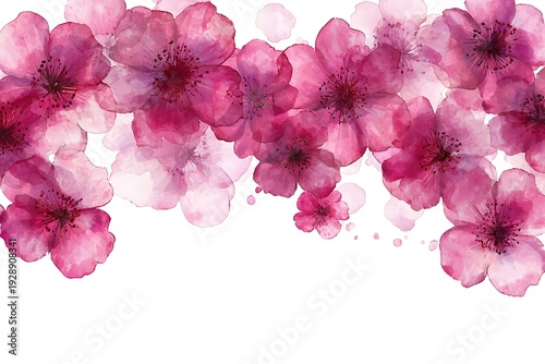Elegant watercolor floral arrangement with pink cherry blossoms on a white background