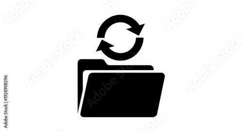 Black icon of a folder with recycling.