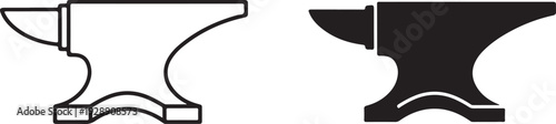 Black and white anvil silhouettes side by side outline