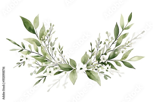 Elegant Green Leaf and Flower Decorative Arrangement for Botanical Design Projects
