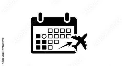 Airplane flying away on calendar.
