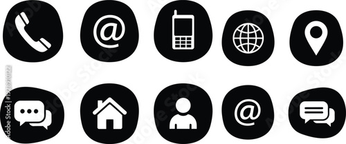 Collection of black and white communication icons