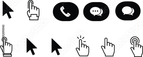 Cursor and pointer icons for communication and navigation